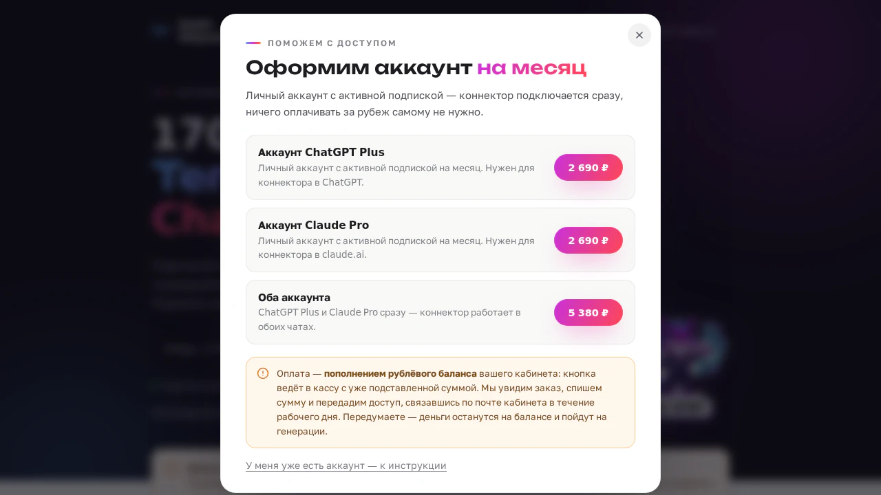 Оформление аккаунта ChatGPT Plus и Claude Pro: цены в рублях