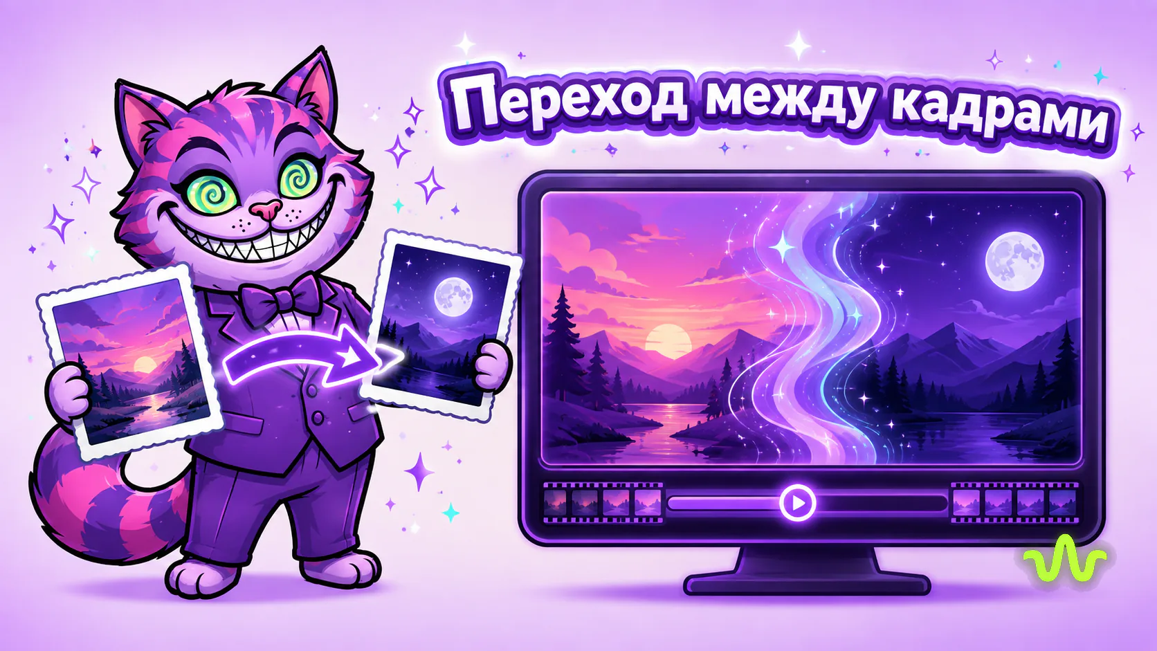 Переход между двумя кадрами в видеонейросети