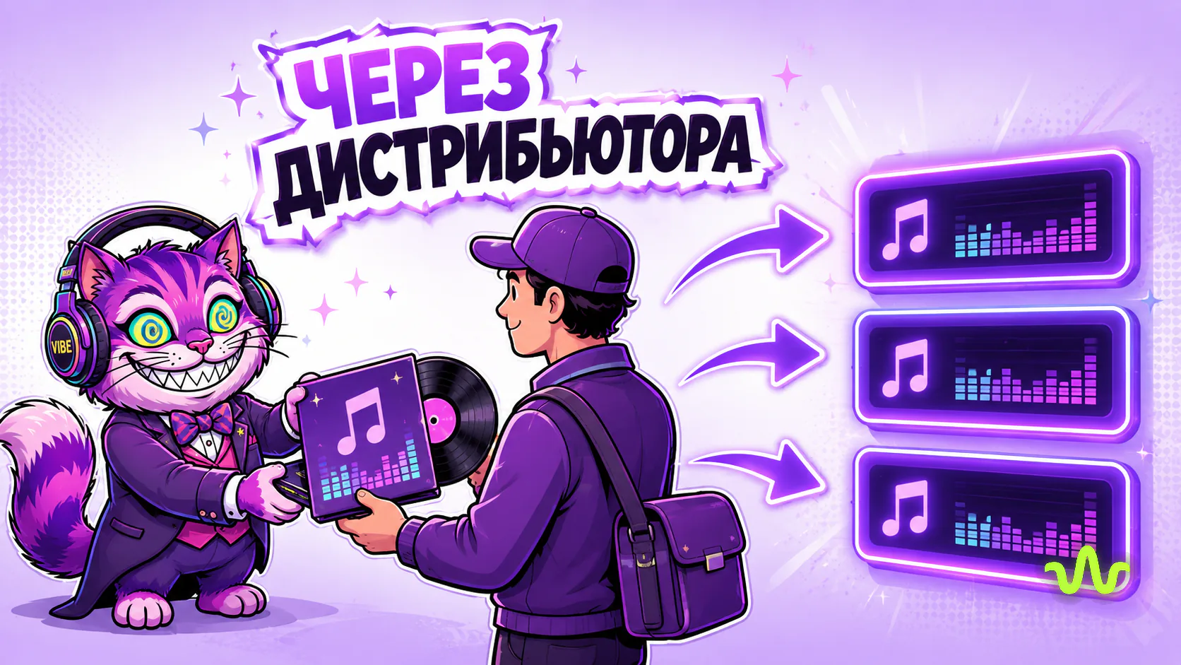 Путь трека на площадки: артист передаёт релиз дистрибьютору, тот рассылает по стримингам