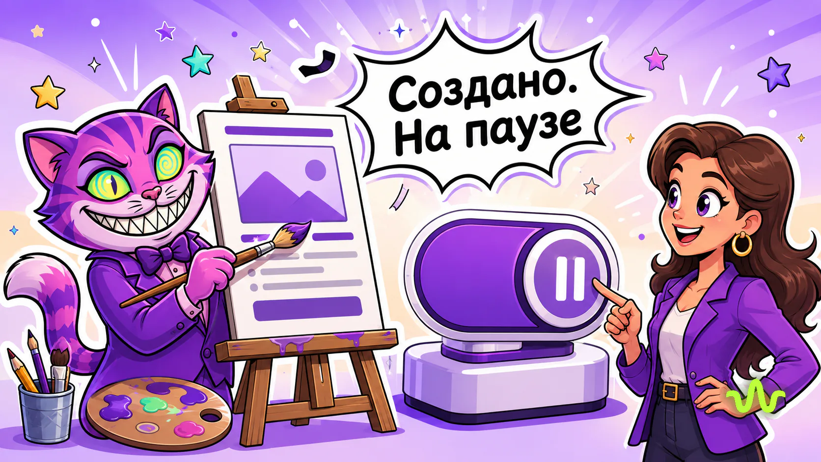 Нейросеть создаёт рекламное объявление Google Ads с картинкой и оставляет его на паузе