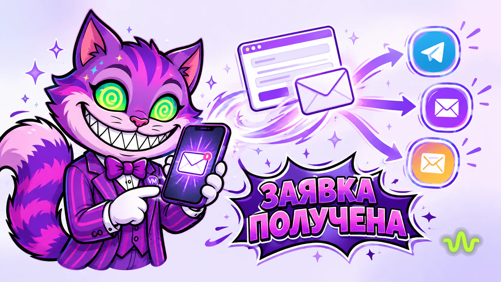 Заявка с сайта, созданного нейросетью, приходит владельцу в кабинет, Telegram и на почту